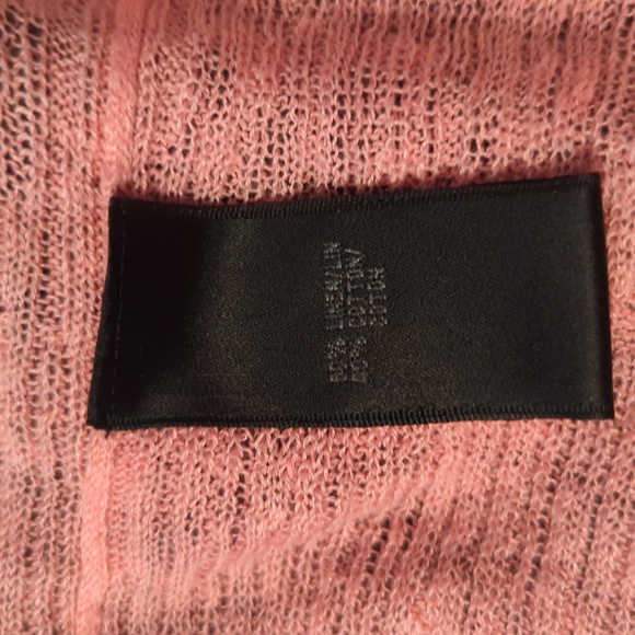 LAFAYETTE 148 New York sz Large Open Knit Linen & Cotton Long Pink Cardigan - Picture 6 of 6